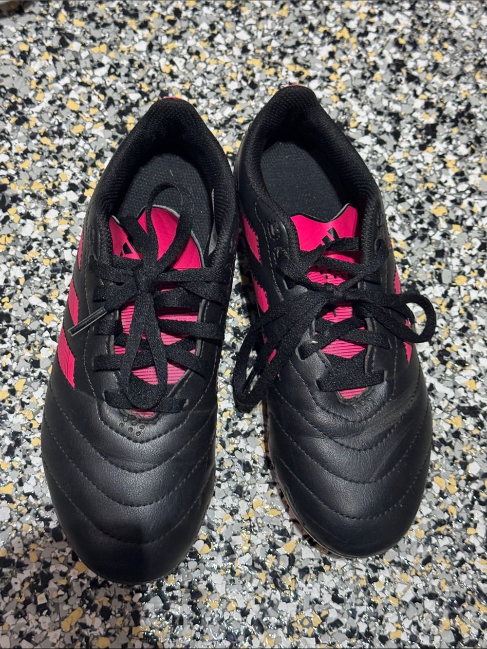 Kids Black and Hot Pink soccer cleats